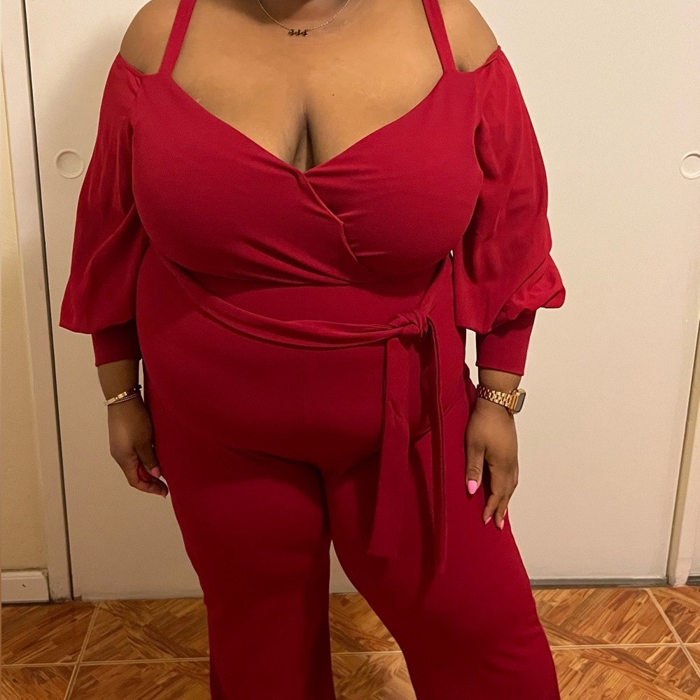 Red Flare Jumpsuit